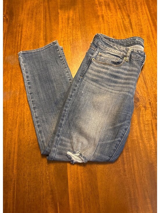 American Eagle Denim - American Eagle Womens Skinny Stretch Jeans Size 12 Distressed Medium Wash Casual